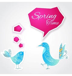 Blue bird with bubble on white background vector image