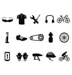 Black bicycle icons set vector image
