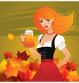 German girl serving beer on oktoberfest vector image