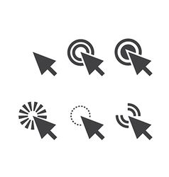 Mouse cursor simple flat color icons set Vector Image