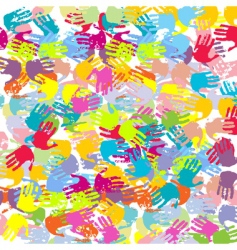Abstract colored hands background vector image