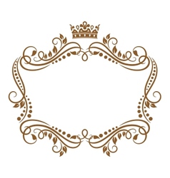 Retro frame with royal crown and flowers vector image