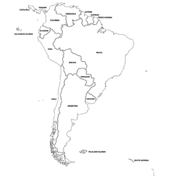 Outline map of the countries of South America vector image