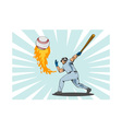 Baseball Player Batting Ball Flames vector image