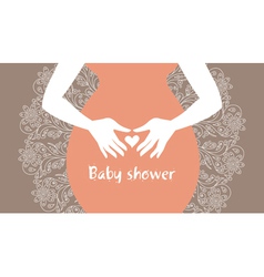 Silhouette pregnant mother with heart symbol vector image