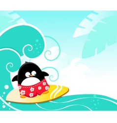 Surfing penguin vector image