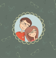 Enamoured couple of boy and girl in eyeglasses vector image
