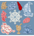 Nautical doodles on Torn Paper vector image