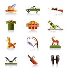 Hunting accessories and symbols vector image