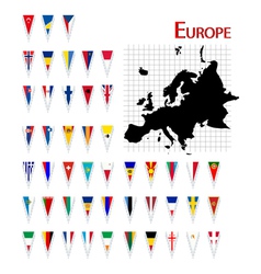 Europe flags and map vector image