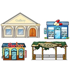 A gallery drug store barber shop and zoo vector image