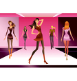 Fashion models in review of a new collection vector image