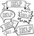 Doodle label tag banner help vector image