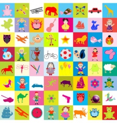 Kid elements pattern vector image