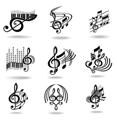 Music notes set of music design elements or icons vector image