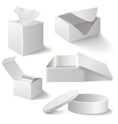 White boxes set isolated on white vector image