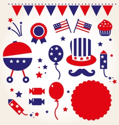 Independence day retro icons vector image