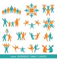 Set of icons business family dance vector image