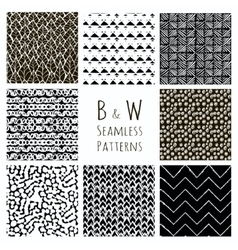 Set of six hand drawn ink seamless patterns Vector Image