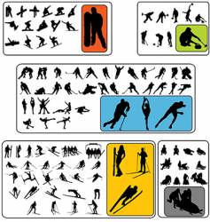 Simple winter sport silhouettes vector image