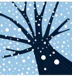 Winter tree with falling snow vector image