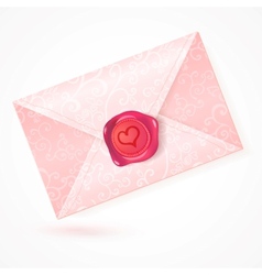 Pink letters with romantic wax seal vector image