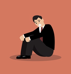 Desperate businessman sitting alone Desperate businessman sitting alone vector image