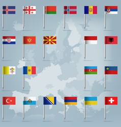 European countries flag pins vector image