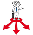 Person standing on red arrows vector image