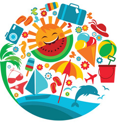 Summer vacation template of summer icons vector image