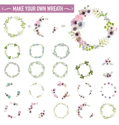 Vintage Flower Wreath Set - Watercolor Style vector image