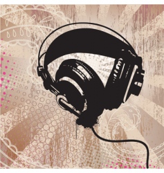 Grunge headphones vector image