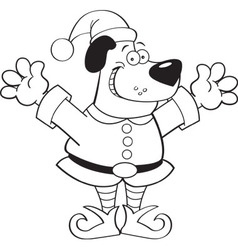 Cartoon dog wearing an elf costume Cartoon dog wearing an elf costume vector image