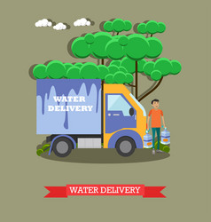 Water delivery in flat style vector image