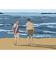 Elderly couple looking at the horizon vector image