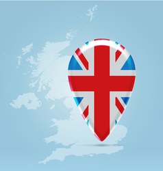 UK point icon over silhouette map vector image