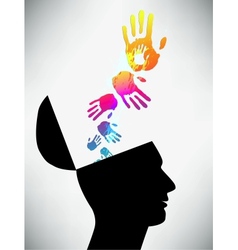 Conceptual of a open minded man The mental state vector image