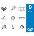 Black tennis icons set vector image