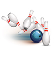 Bowling ball crashing into the pins vector image