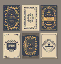 Calligraphic vintage floral cards collection vector image