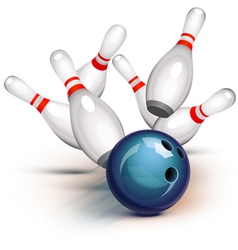 Bowling ball crashing into the pins vector image