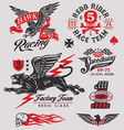 Vintage racing insignia graphics set vector image