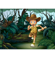 A young boy in the middle of the woods vector image