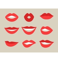 Female lips set Mouths with red lipstick in vector image