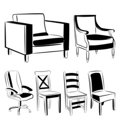 Furniture black version vector image