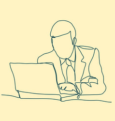 Businessman thinking linear design continuous vector image