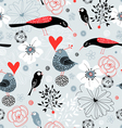Flower texture with birds vector image