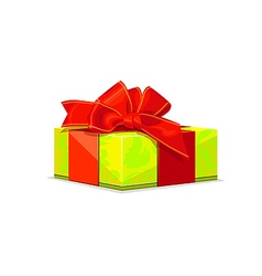 Green gift with red bow vector image