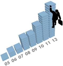 Business man climbs up sales data chart vector image