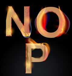 Burning letters NOP vector image